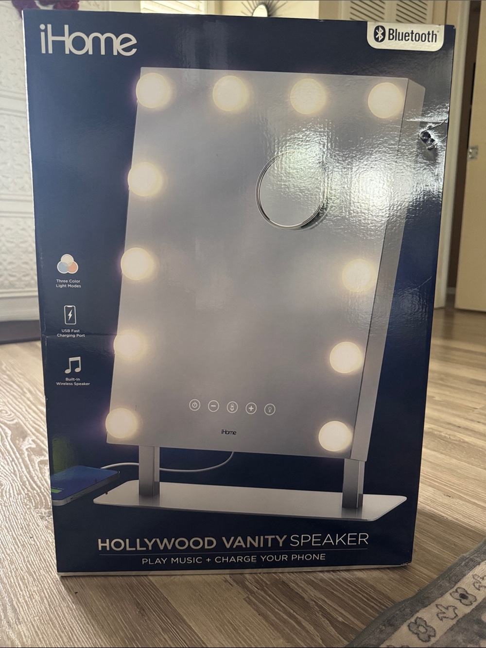 iHome Hollywood Vanity Speaker Mirror with three dimmable color modes!
